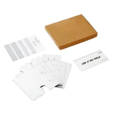 Imagem de Espelhos de gráfico de crescimento para crianças, espelhos de quebra-cabeça gráfico de crescimento, espelhos de medição de altura dobráveis, régua de espelhos infantis flexíveis à prova de