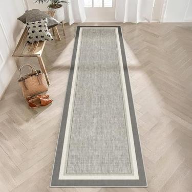 Imagem de Enkor Tapetes de corredor para corredor, 5 x 20 cm, lavável, macio, antiderrapante, tapetes simples para cozinha, tapete moderno para entrada, sala de estar, quarto, cinza claro