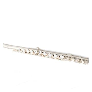 Imagem de Flauta de chave C para flauta com 16 furos, faixa banhada a prata, desempenho de palco, cobre branco, banhado a prata (A-16 furos)