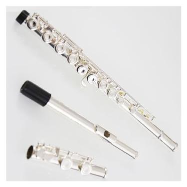 Imagem de Flauta transversal com chave C de 16 chaves de cobre branco banhado a prata e chave dividida com caixa de armazenamento