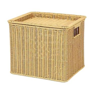 Imagem de predolo Cesto de vime para armazenamento, prático e com grande capacidade, ideal para guardar diversos objetos na da cozinha, no quarto ou no, 36.5 Cm X 32 Cm X 31