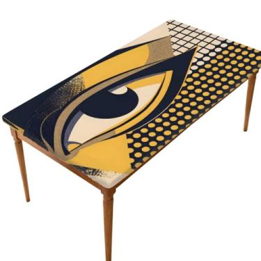 Imagem de hongjinglin Toalha de mesa retangular de 1,8 m com elástico para os olhos, mágico, elegante, capa de mesa retangular, impermeável, lavável, protetor de mesa para piquenique, jantar, cozinha, decoração