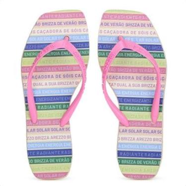 Imagem de Chinelo Brizza Arezzo Bico Quadrado Square Fitinhas Color Rosa - Feminino-Feminino