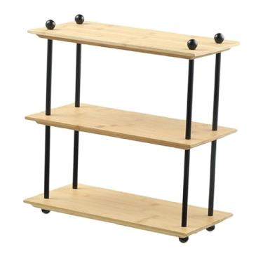 Imagem de ＫＬＫＣＭＳ Suporte de mesa para armazenamento, expositor de xícaras, minimalista, versátil, organizador de mesa com prateleira para ou penteadeira, Bambu 3 Camadas