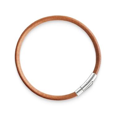 Imagem de munone Pulseira masculina de couro impermeável com fecho, pulseiras minimalistas feitas à mão para homens, acessórios de corda de punho marrom antigo, 6mm&7.5", Couro, Sem Pedra Preciosa