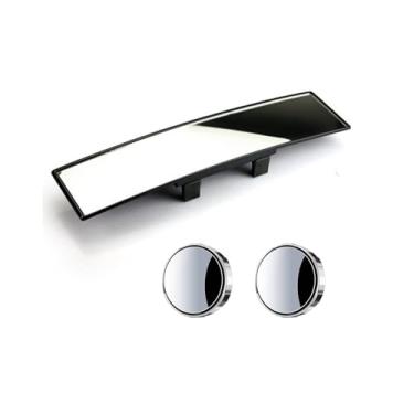 Imagem de Conjunto de 3 peças de espelho retrovisor de carro e espelho lateral de ponto cego, espelhos retrovisores universais de 30,5 cm, espelhos retrovisores de ângulo grande extra grande, espelho interno de