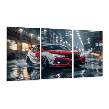 Imagem de HUIROBO Jdm Sports Car Drifting On Rainy Nights Poster arte de parede em tela para sala de estar quarto decoração de casa escritório pintura pôsteres (30 x 60 cm) × 3)