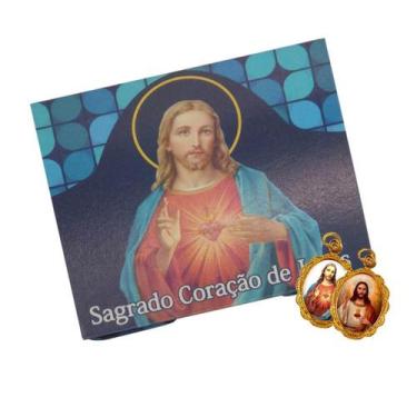 Imagem de 50 Cartões com Medalha do Sagrado Coração de Jesus - SJO Artigos Relig