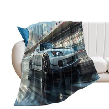 Imagem de HouLaiZhe Cobertor Super Macio Flanela JDM Carro Esportivo S2000 Pista Esportes Leve Cobertores de Refrigeração para Sofá-Cama Cadeira Sofá Carro Viagem ao Ar Livre Leve Quente 152 cm x 203 cm