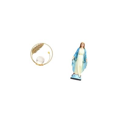 Imagem de Fenteer Escultura de Cristal Elegante em Metal Representando a Virgem Maria, Ornamento Religioso para Decoração de Corredor, Lareira, Quarto, Sala de Estar, E
