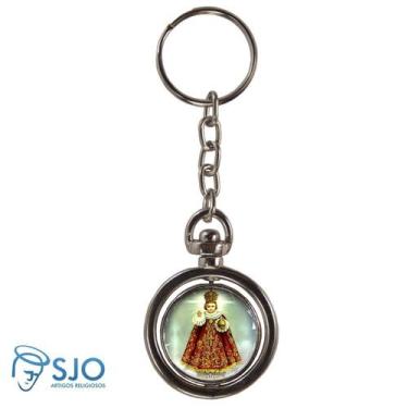 Imagem de Chaveiro Redondo Giratório Imagem Menino Jesus de Praga - SJO Artigos 