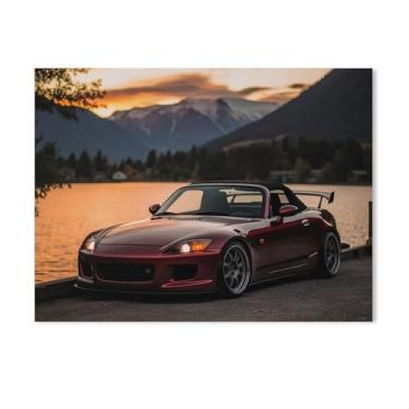Imagem de HouLaiZhe S2000 Pôsteres de carro Jdm pôr do sol tela parede estética decoração de sala de parede impressões galeria sala decoração de parede para quarto sala de estar escritório 18 x 24 polegadas (45