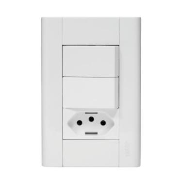 Imagem de CONJUNTO 2 INTERRUPTORES SIMPLES E TOMADA 2P+T 10A/250V MODULARE - FAME