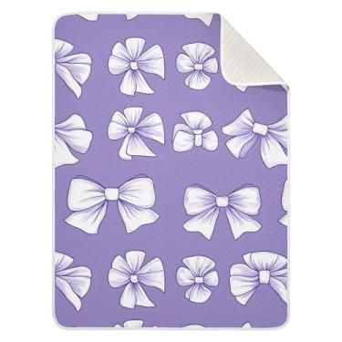 Imagem de xigua Cobertor de bebê com laços brancos para bebês, cobertores leves e macios de algodão para berço, carrinho de bebê, berçário, 76 x 101 cm