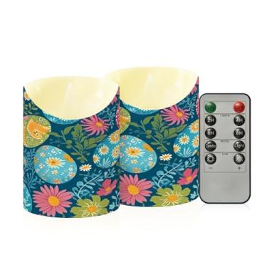 Imagem de Wassud Pacote com 2 velas coloridas sem chama com controle remoto, velas realistas cintilantes com temporizador, velas decorativas para Natal, casamento, festa, decoração de casa pequena