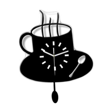 Imagem de Ｂｅｓｇａ Relógio de parede silencioso em acrílico decorativo em formato de xícara de cappuccino, ideal para sala de estar, escritório, cozinha e sala de