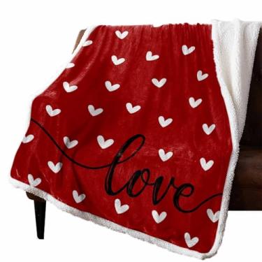 Imagem de Cobertores de lã de lã de lã de lã de lã de sherpa para dia dos namorados, romântico, vermelho, preto, macio, aconchegante, quente, reversível, fofo, cobertores e mantas de pelúcia para sofá-cama