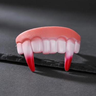 Imagem de Dentadura Presas Dente De Vampiro Drácula C/ Sangue Festas - CM Presen