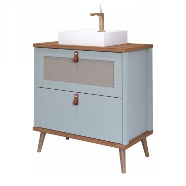 Imagem de Armário De Banheiro 60cm Mdf Pistache 1 Porta Gaveta C/ Cuba