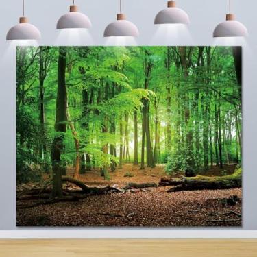 Imagem de Pano de fundo de floresta de selva de primavera, 3 x 2,4 m, cenário de primavera, natureza, paisagem, acampamento, tema de festa, banner, decoração, chá de bebê, sessão de fotos, adereços de estúdio