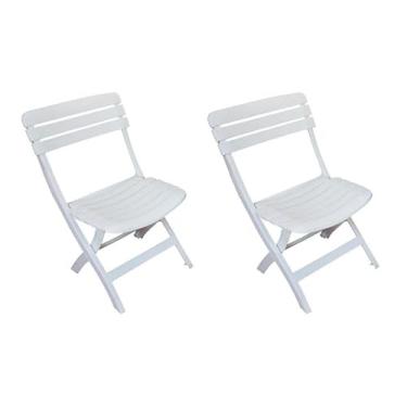 Imagem de Conjunto com 2 Cadeiras Dobravél Ripada Diamantina Branco