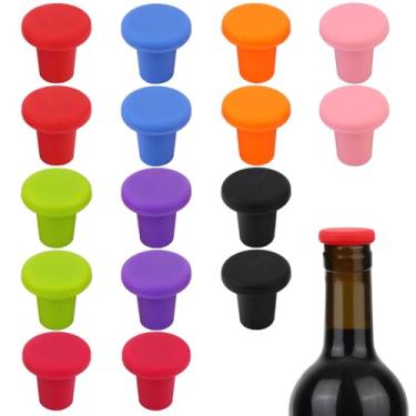 Imagem de 16 peças de rolhas de vinho de silicone, rolha de garrafa de vinho reutilizável, tampas de garrafa de vinho, seladores de vinho para cerveja, champanhe, uísque para manter o vinho fresco (estilo 2)