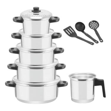 Imagem de Jogo Kit Panela Caçarola +caneco(leiteira) 9 Pçs Cor (Polida)