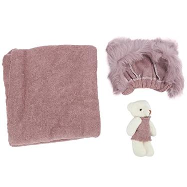 Imagem de Ainoli algodão bebê fotografia chapéu envoltório boneca brinquedo conjunto infantil bebê recém-nascido fotografia adereços (chapéu+embrulho+boneca)