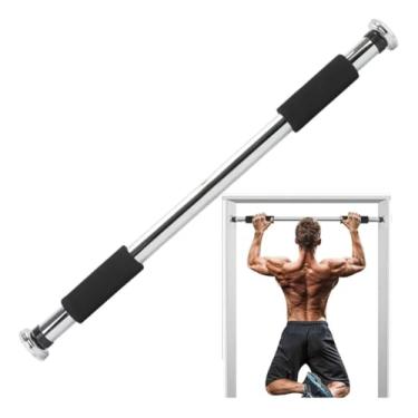 Imagem de Barra de Porta Ajustável para Exercícios, 62 a 100 cm, Pegada Anatômica com Neoprene, Placas de Borracha, Condicionamento Físico