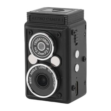 Imagem de ASHATA Mini Câmera Digital Vintage, Lente Dupla Portátil, Câmera Vlogging Pequena e Compacta retrô, Vídeo HD 1080P 12MP, Com Luz de Preenchimento de Estabilização de Imagem Em