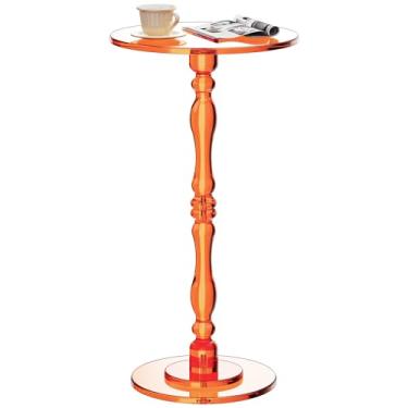 Imagem de solaround Mesa lateral de acrílico, mesa de canto com pedestal de coluna romana clássica para sala de estar, quarto, varanda, fácil montagem (laranja, grande)