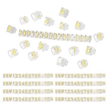 Imagem de PATIKIL Cubo de etiqueta de preço de 5 cm x 0,5 cm, conjunto de 10 suportes de plástico ajustável, número de etiquetas, bloco de preços, para joias, supermercados, padarias, varejo, ouro claro