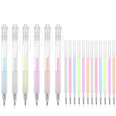 Imagem de FNANJWQ Conjunto de 18 canetas esferográficas de secagem rápida, rolo de cola, aplicar cola como escrever, controle fácil e preciso, canetas adesivas de ponta fina, suprimentos de sala de aula para