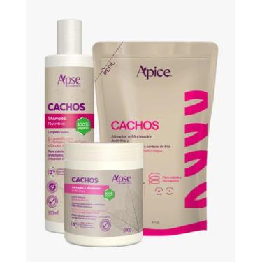 Imagem de Kit Shampoo 300ml, Ativador e Refil Ativador 500ml Cachos Apice