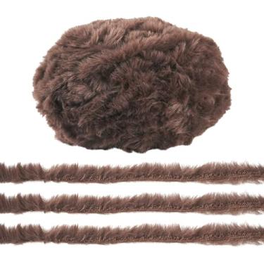 Imagem de 1 novelo de poliéster macio e grosso imitação de lã de vison de 13 mm marrom coco fio de poliéster fofo para artesanato faça você mesmo, xales, cobertor, cachecol, crochê, bordado, cerca de 100 g