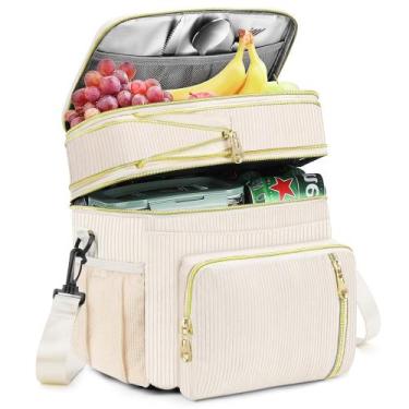 Imagem de Lancheira BAGNN isolada à prova de vazamentos, expansível, creme 16L