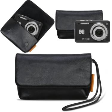 Imagem de Lacdo Bolsa para câmera KODAK PIXPRO FZ55 /FZ45 /FZ53 /FZ43, bolsa protetora de couro macio para viagem, bolsa compacta para câmera KODAK PIXPRO FZ55 FZ45 com alça de pulso, Preto