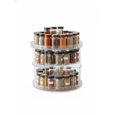 Imagem de Organizador Ajustável Giratório 360° Multiuso em Acrílico, Transparente, para Maquiagem, Especiarias, Escritório, Armário,Prateleira,Costura,Artesanato