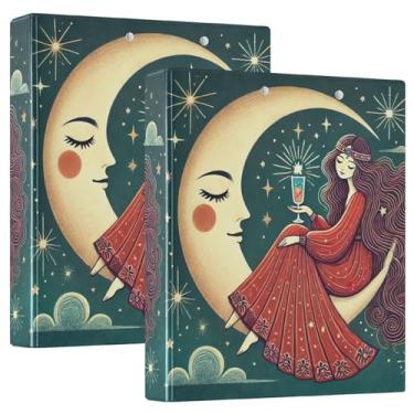 Imagem de Pacote com 2 fichários Lady Moon Red com prancheta, material escolar universitário, prancheta de pasta com armazenamento