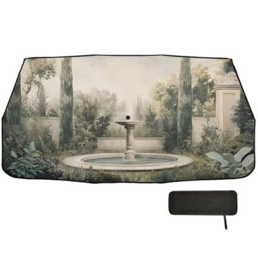 Imagem de Guarda-sol de fonte de jardim romano para pára-brisa de carro bloqueio UV para-sol para para-brisas de carro SUV 147.3 cm x 75.4 cm