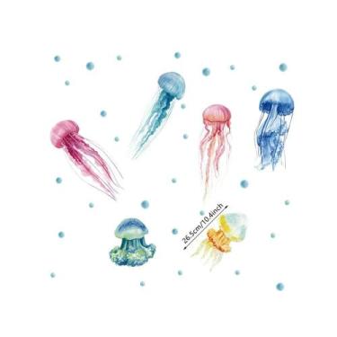 Imagem de Adesivos De Parede De Água-Viva Multicoloridos Removíveis Em PVC Para 