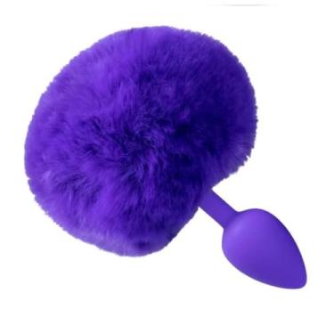 Imagem de Plug Anal De Silicone Pequeno Com Rabo De Coelho 2,75 x 6,3 cm Brinquedo Erótico Acessório De Fetiche PL171P (ROXO)
