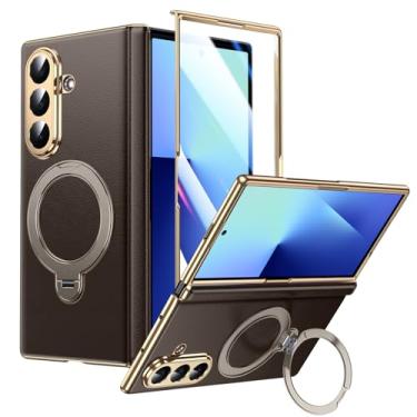 Imagem de LeYi Capa Z-Fold-7: Capa para Galaxy Z Fold 7 [compatível com MagSafe] com protetor de tela integrado, superfície cortical magnética rápida para Samsung Fold 7, marrom