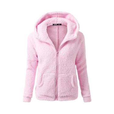 Imagem de Jaqueta Feminina Quente De Moletom Com Capuz Para Outono Inverno, Casa
