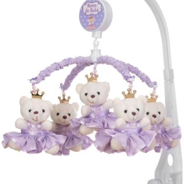 Imagem de Mobile Para Berço Musical Giratório Princesas Lilás Liso - Le-Leão Art