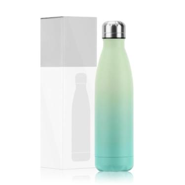 Imagem de Garrafa Térmica Inox 500ml Aço Inoxidável 304 - Para Academia, Esportes e Viagem, Mantém Bebida Gelada 24h(verde e azul)