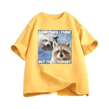 Imagem de Camiseta Oversized Engraçada Com Estampa De Guaxinim E Gato, Humor Som