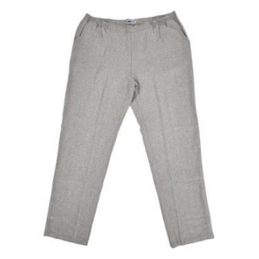 Imagem de Calça Feminina Social de Linho Corte Reto Confort Meio Elástico Soltinha Plus Size-Feminino