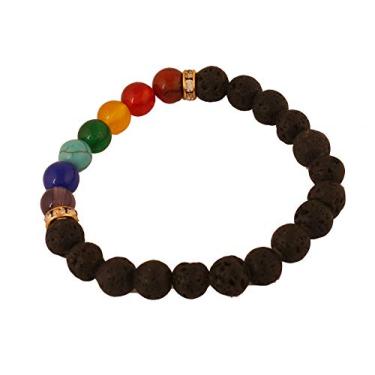 Imagem de Touchstone indiano bollywood grande 10 mm pequeno 4-5 formato redondo natural carnelian sete chakra contas de equilíbrio pulseira para mulheres e homens.