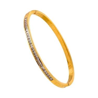 Imagem de Pulseiras De Casal Em Aço Titânio Dourado E Prateado Com Zircônia Incr